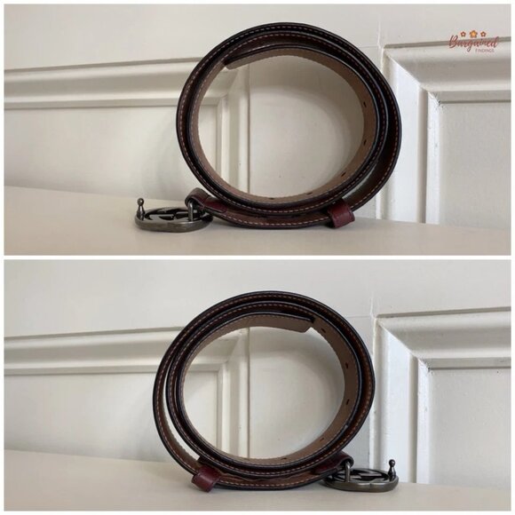 Authentic Gucci Dark Maroon Calfskin Leather Interlocking G Buckle Belt 85/34 main image 12